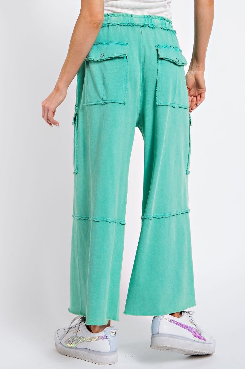 Easel Mineral Washed Cargo Wide Leg Pants EB40795 Wilson Company Store Jasper Georgia